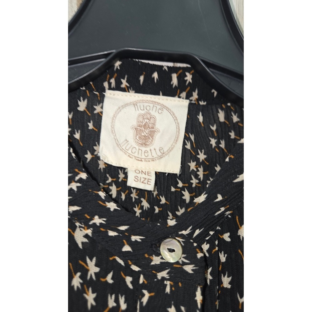 Muche & Muchette One Size Crinkle chiffon Top Blouse Button Shirt Long sleeve - Picture 3 of 6